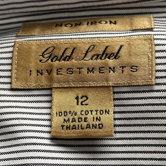 Investments Gold Plated Button Down, Pin Striped Blouse. EUC - Picture 3 of 4